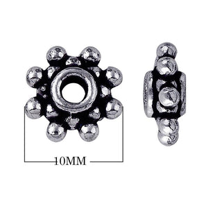 Silver Overlay Over Copper raised dot wheel spacer with oxidized finish handcrafted in India
