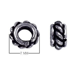 Silver Overlay Over Copper rope edge spacer with oxidized finish handcrafted in India
