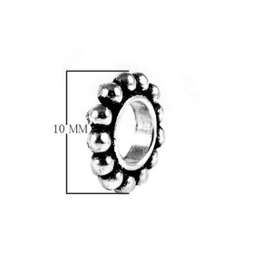 Handcrafted beaded ring spacer made with Silver Overlay Over Copper, rounded outer detailing, artisan jewelry component from India.