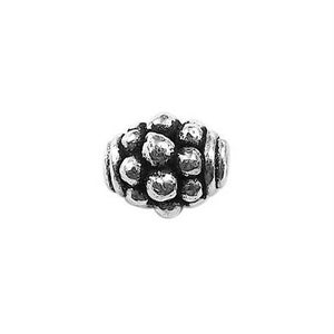 Handcrafted floral dome bead made with Silver Overlay Over Copper, raised cluster detailing, artisan jewelry component from India.