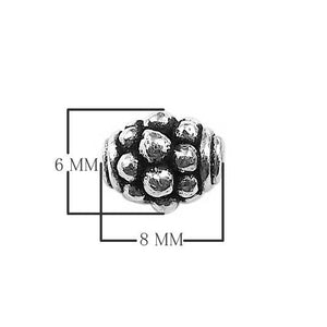 Handcrafted floral dome bead made with Silver Overlay Over Copper, raised cluster detailing, artisan jewelry component from India.