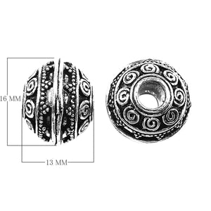 Handcrafted Silver Overlay Over Copper Swirl Motif Dome Bali Bead