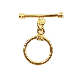 18K Gold Overlay Toggle Clasp with polished golden finish, handcrafted in India