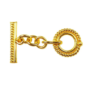 18K Gold Overlay Rope Chain Toggle Clasp with polished finish, handcrafted in India