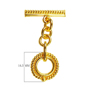 18K Gold Overlay Rope Chain Toggle Clasp with polished finish, handcrafted in India