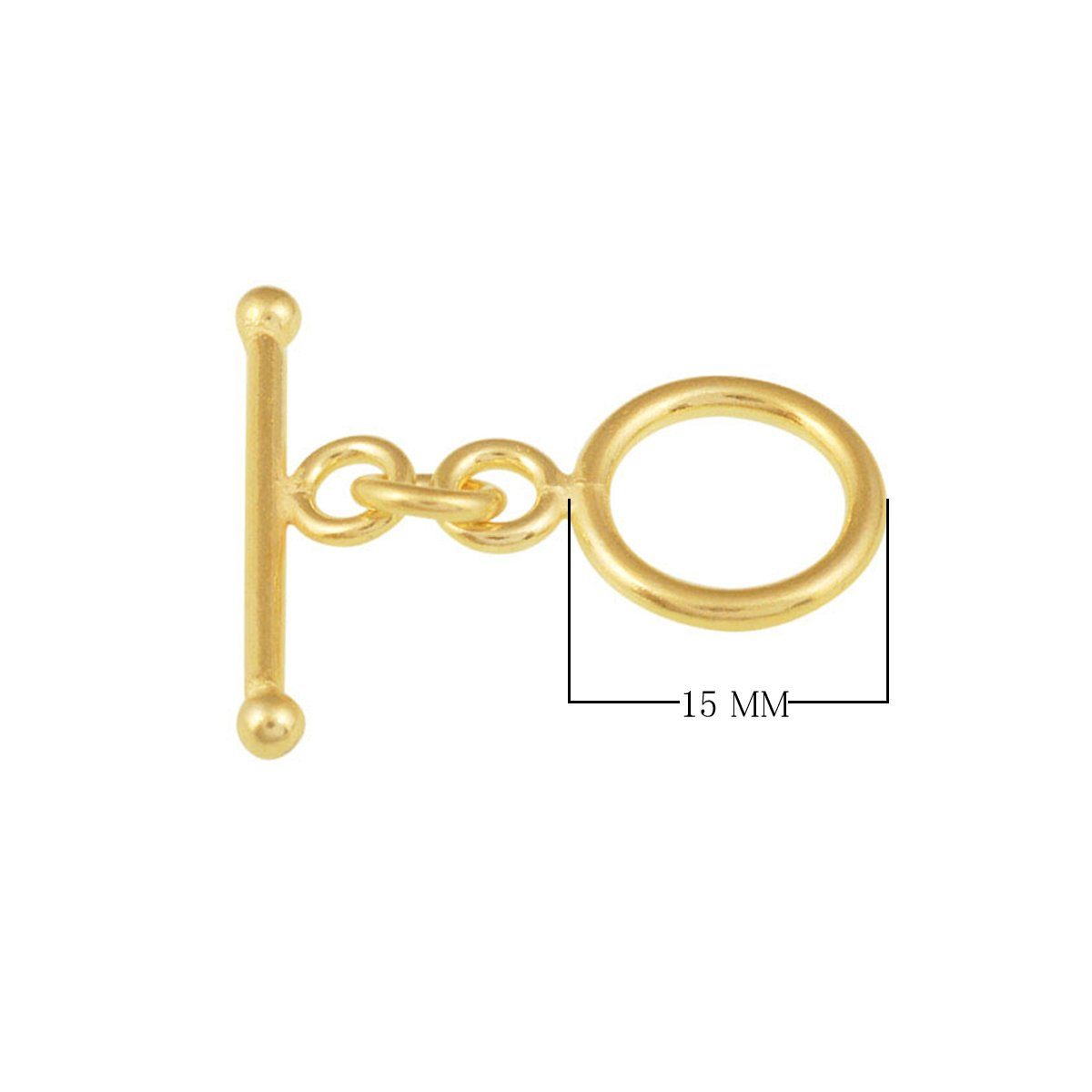 18K Gold Overlay Round Toggle Clasp with polished finish, handcrafted in India
