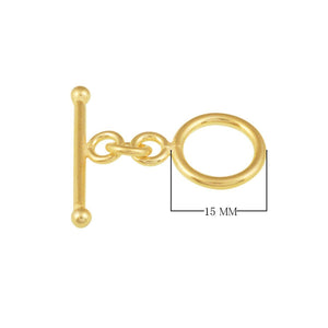 18K Gold Overlay Round Toggle Clasp with polished finish, handcrafted in India