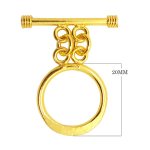 18K Gold Overlay Double-Chain Round Toggle Clasp with polished golden finish, handcrafted in India