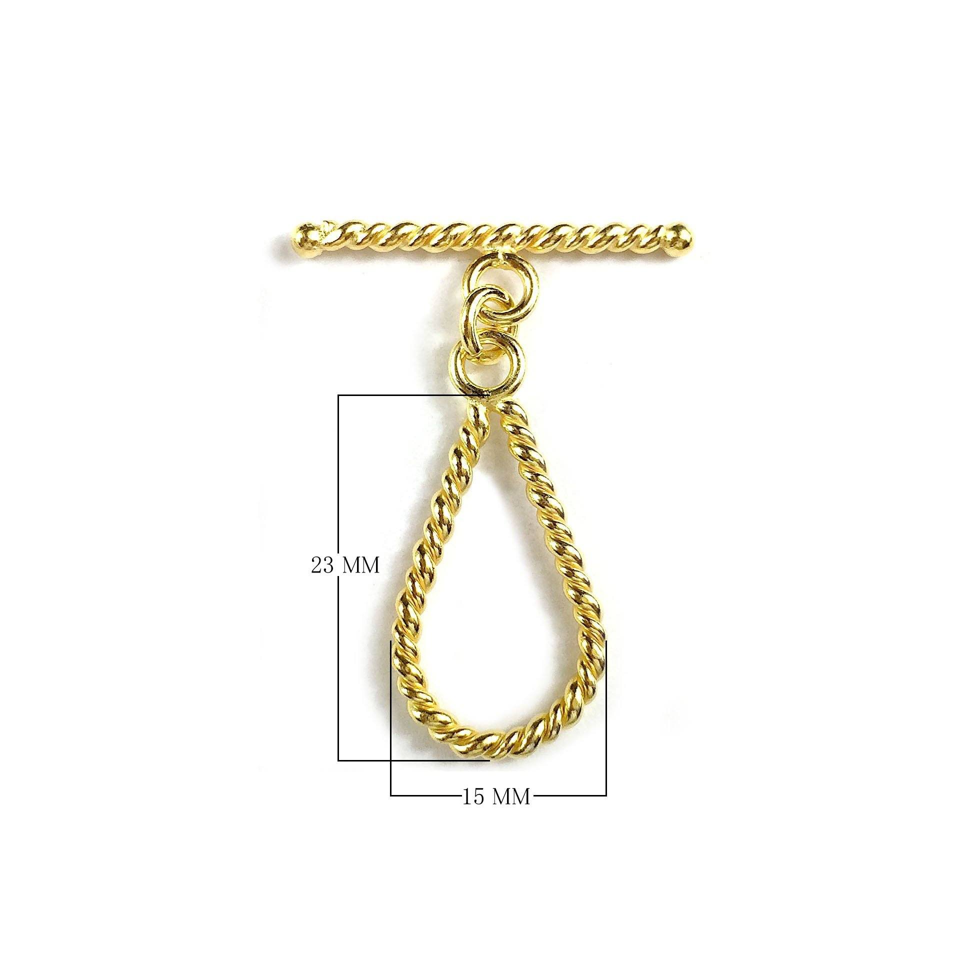 18K Gold Overlay Rope Teardrop Toggle Clasp handcrafted in India for bulk jewelry