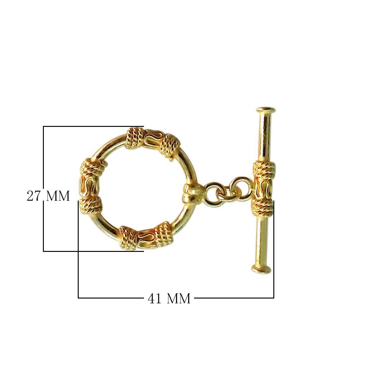 18K Gold Overlay Decorative Ring Toggle Clasp handcrafted in India for wholesale jewelry
