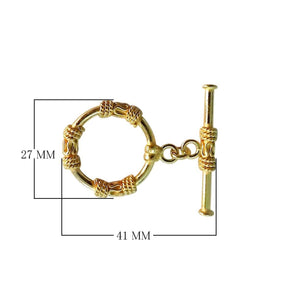 18K Gold Overlay Decorative Ring Toggle Clasp handcrafted in India for wholesale jewelry