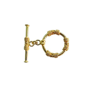 18K Gold Overlay Decorative Ring Toggle Clasp handcrafted in India for wholesale jewelry