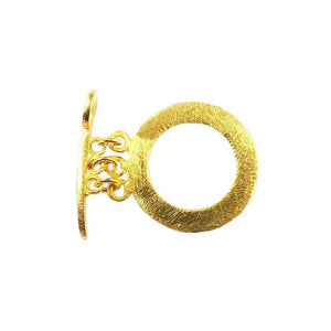 18K Gold Overlay Textured Round Toggle Clasp with flat bar handcrafted in India wholesale