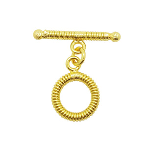 18K Gold Overlay Spiral Round Toggle Clasp handcrafted in India wholesale