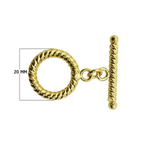 Wholesale 18K Gold Overlay Rope Design Toggle Clasp handcrafted in India