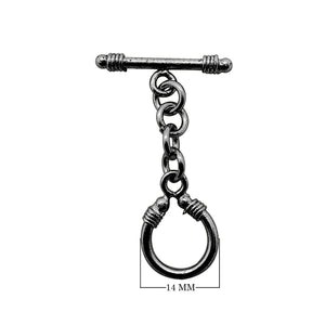 Black Rhodium Overlay Chain Link Toggle Clasp with polished loop, handcrafted in India.