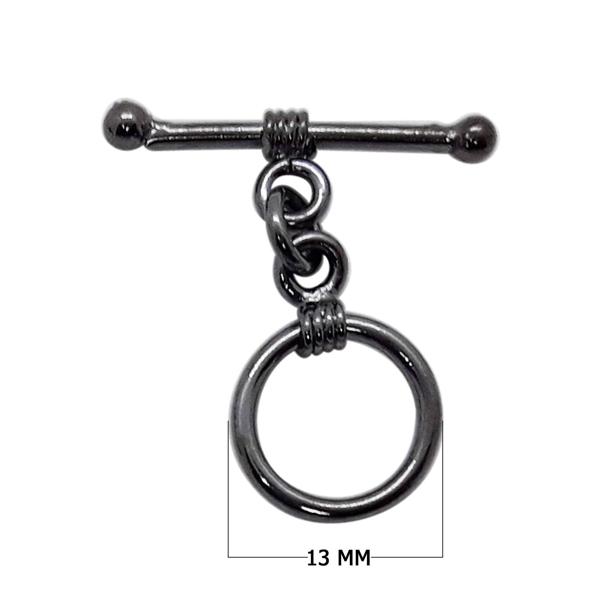 Black Rhodium Overlay wrapped circular toggle clasp, handcrafted in India for wholesale jewelry findings.