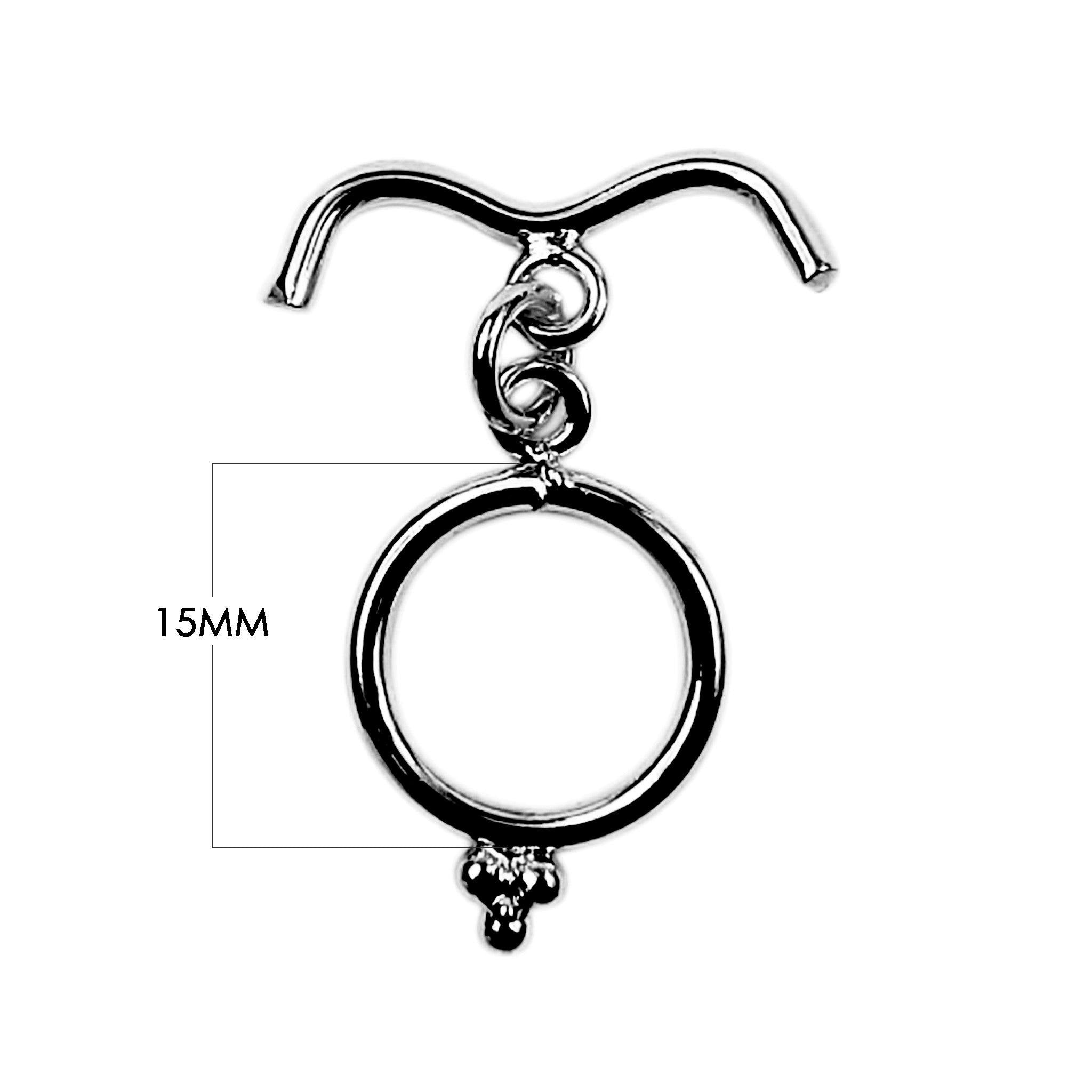 Black Rhodium Overlay toggle clasp with curved bar and circular ring, handcrafted in India for wholesale jewelry findings.