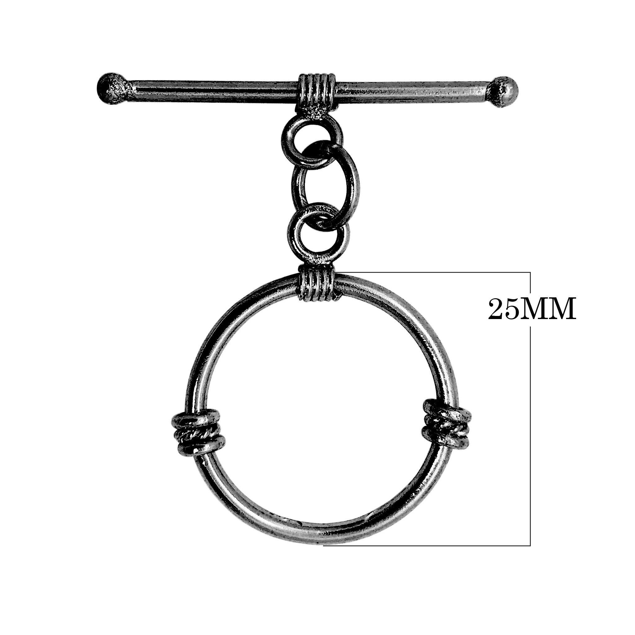 Wholesale Black Rhodium Overlay circular toggle clasp with wrapped detailing, handcrafted in India.