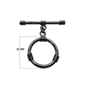 Wholesale Black Rhodium Overlay toggle clasp with circular wrapped detailing and straight bar, handcrafted in India.