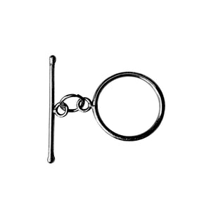 Wholesale Black Rhodium Overlay toggle clasp with circular ring and slim bar, handcrafted in India.
