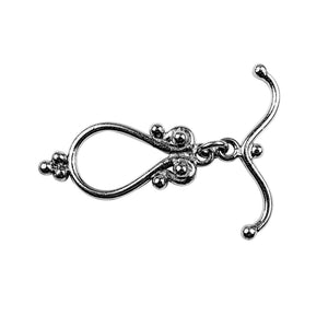 Wholesale Black Rhodium Overlay ornate infinity toggle clasp with ball detailing and curved bar, handcrafted in India.