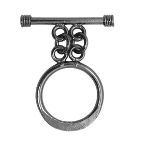 Wholesale Black Rhodium Overlay double link toggle clasp with circular ring and straight bar, handcrafted in India.