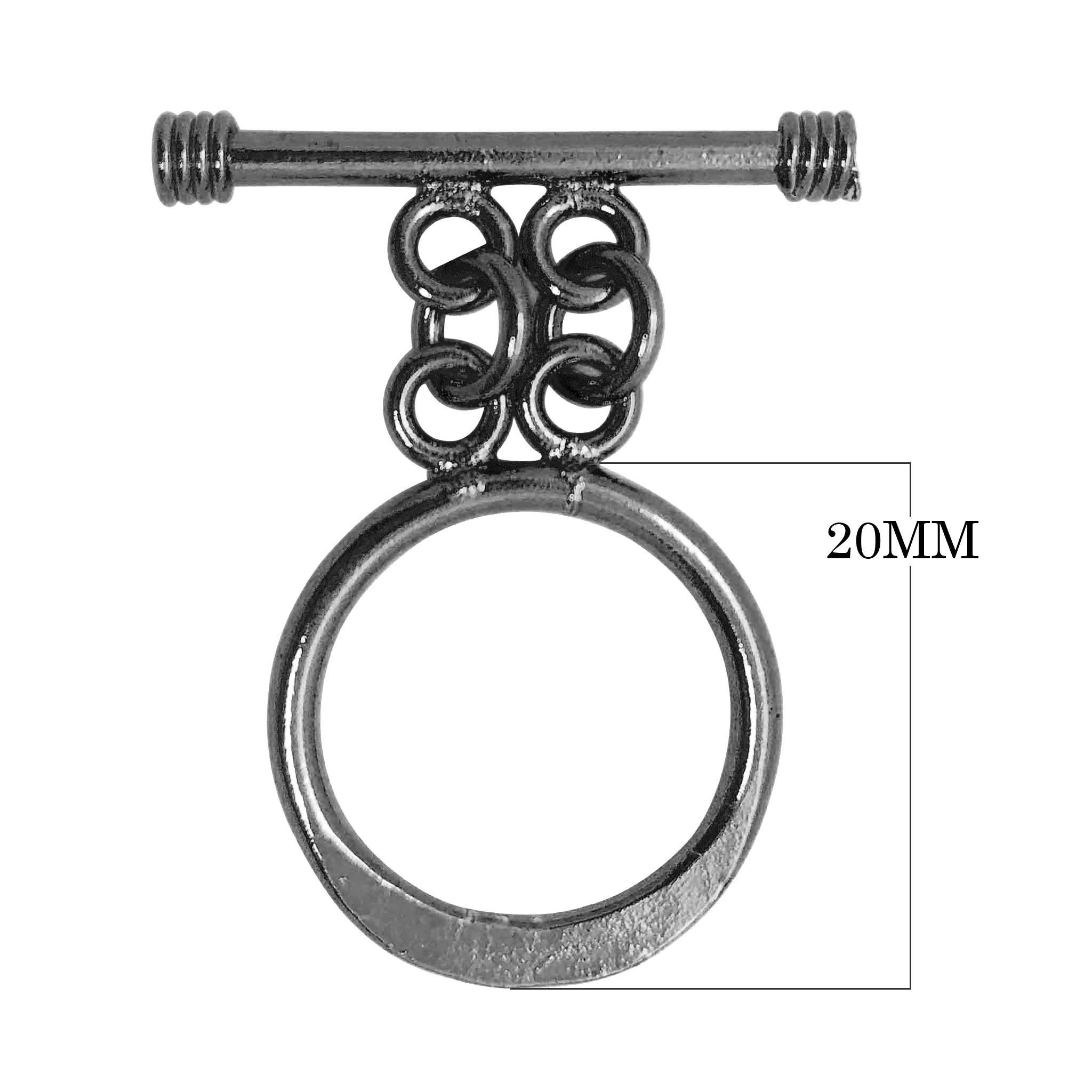 Wholesale Black Rhodium Overlay double link toggle clasp with circular ring and straight bar, handcrafted in India.