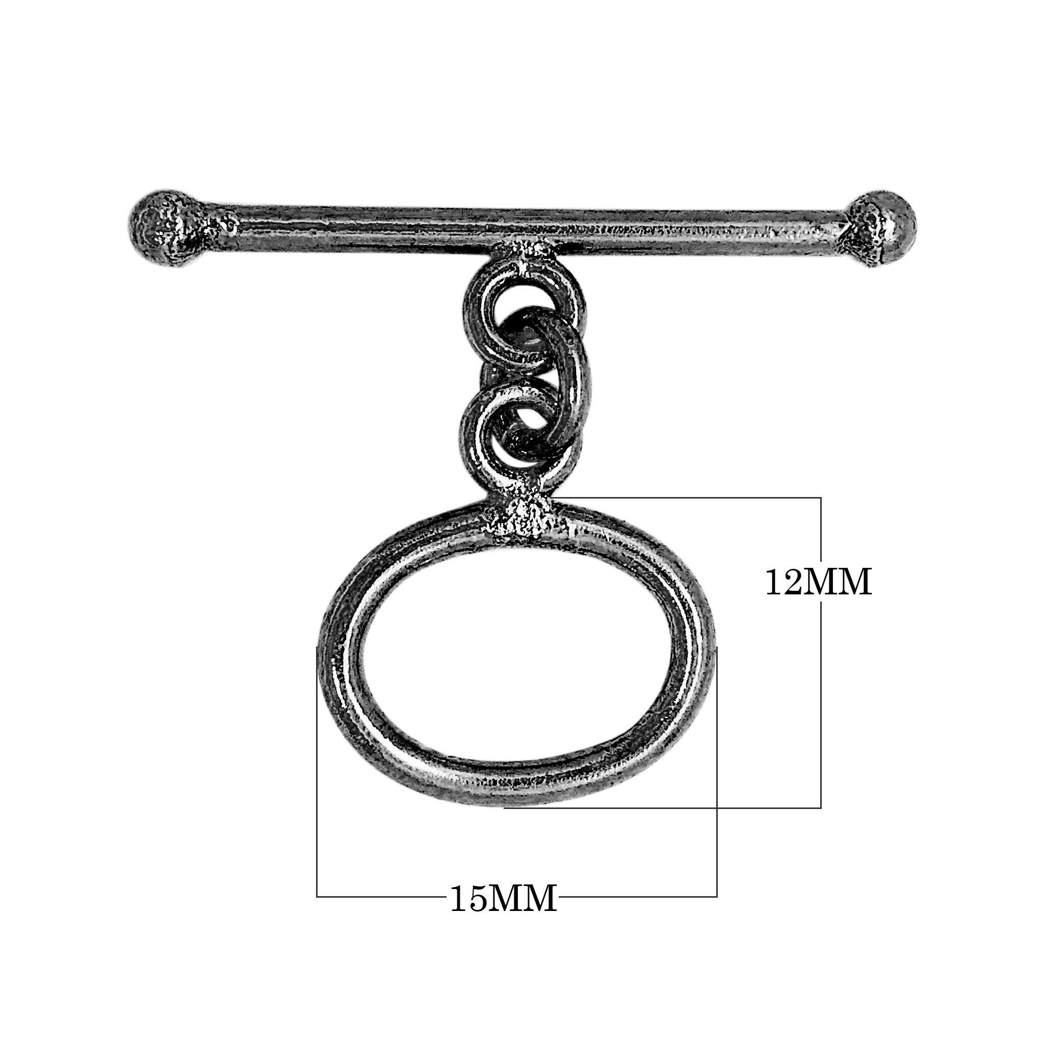 Wholesale Black Rhodium Overlay oval toggle clasp with straight bar and rounded ends, handcrafted in India.