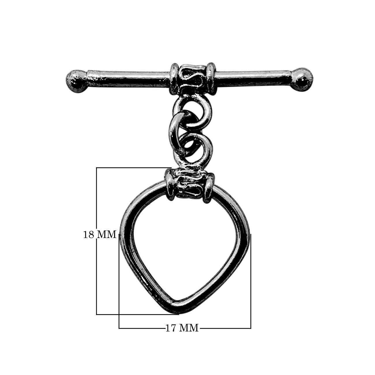 Wholesale Black Rhodium Overlay teardrop toggle clasp with wrapped detailing and bar, handcrafted in India.