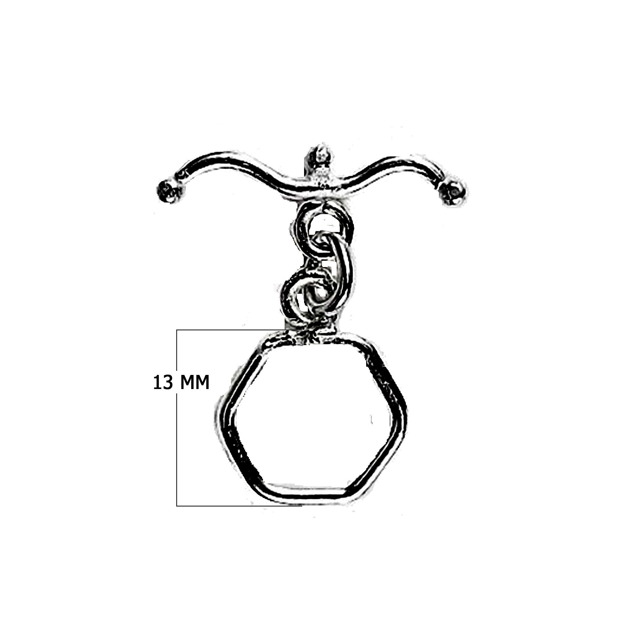 Wholesale Black Rhodium Overlay hexagon toggle clasp with curved bar, handcrafted in India.