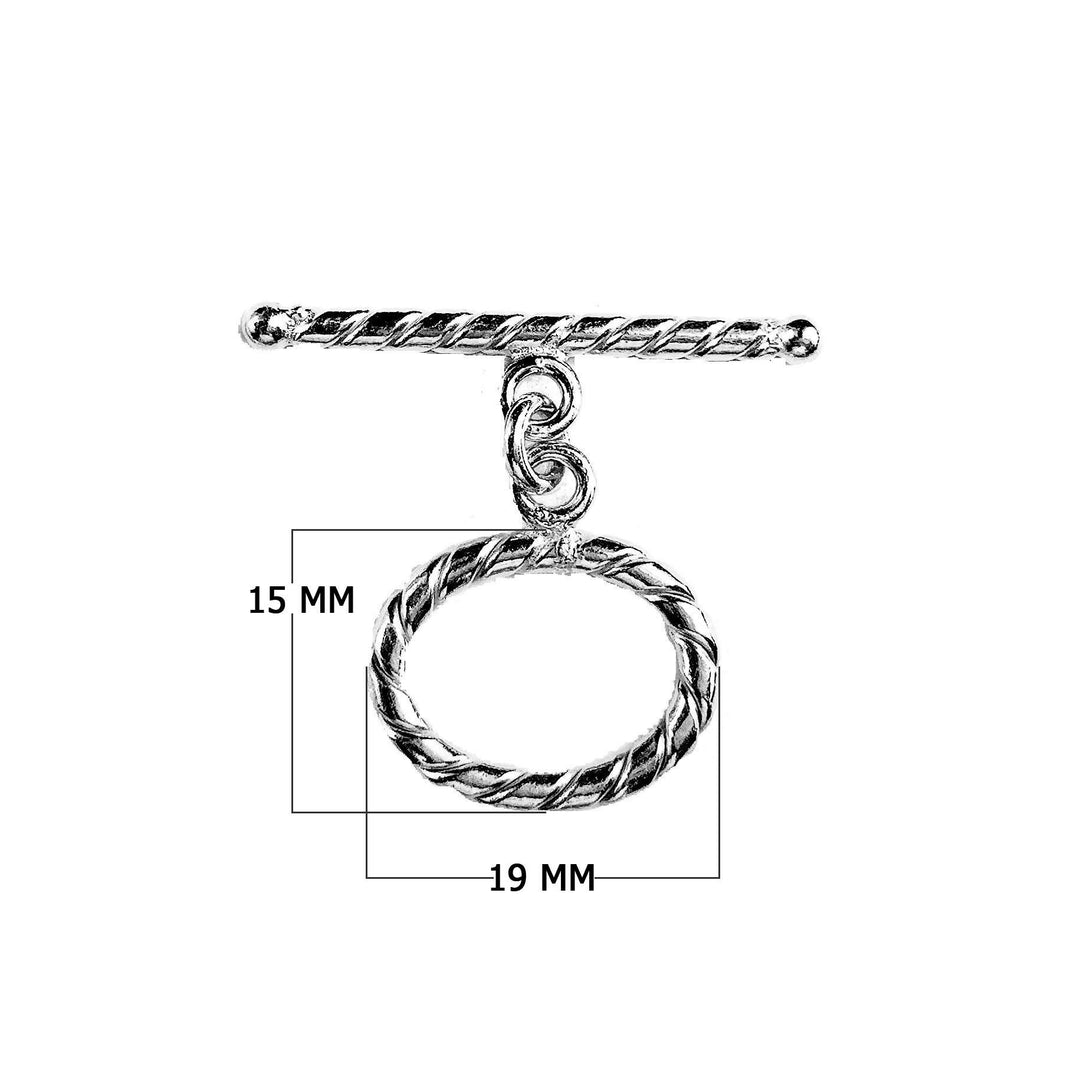 TR-177 Black Rhodium Overlay Simple & Elegant Twisted Wire Oval Shape Toggle 19X15MM Beads Bali Designs Inc 