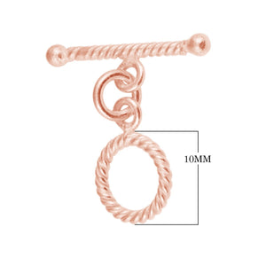 Rose Gold Overlay Toggle Clasp wholesale handcrafted in India with twisted rope design
