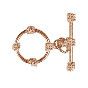 Wholesale Rose Gold Overlay Toggle Clasp handcrafted in India with circular rope-wrapped design