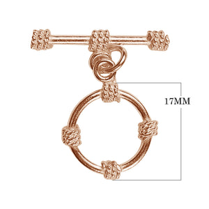 Wholesale Rose Gold Overlay Toggle Clasp handcrafted in India with circular rope-wrapped design