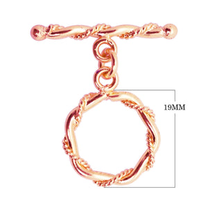 Wholesale Rose Gold Overlay Toggle Clasp handcrafted in India with twisted rope circular design