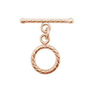Wholesale Rose Gold Overlay Toggle Clasp handcrafted in India with rope-pattern circular design