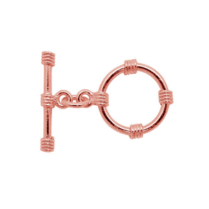 Wholesale Rose Gold Overlay Toggle Clasp handcrafted in India with circular wrapped accent design