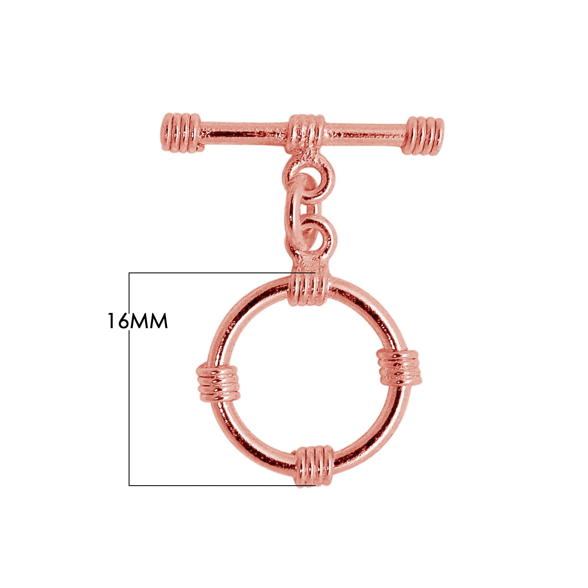 Wholesale Rose Gold Overlay Toggle Clasp handcrafted in India with circular wrapped accent design