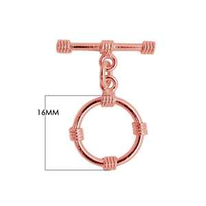 Wholesale Rose Gold Overlay Toggle Clasp handcrafted in India with circular wrapped accent design