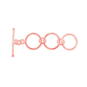 Wholesale Rose Gold Overlay Toggle Clasp handcrafted in India with triple-ring linked design