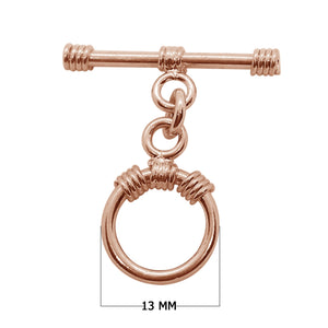 Wholesale Rose Gold Overlay Toggle Clasp handcrafted in India with circular wrapped accent design