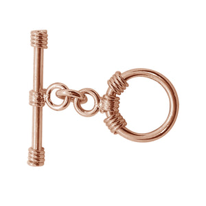 Wholesale Rose Gold Overlay Toggle Clasp handcrafted in India with circular wrapped accent design