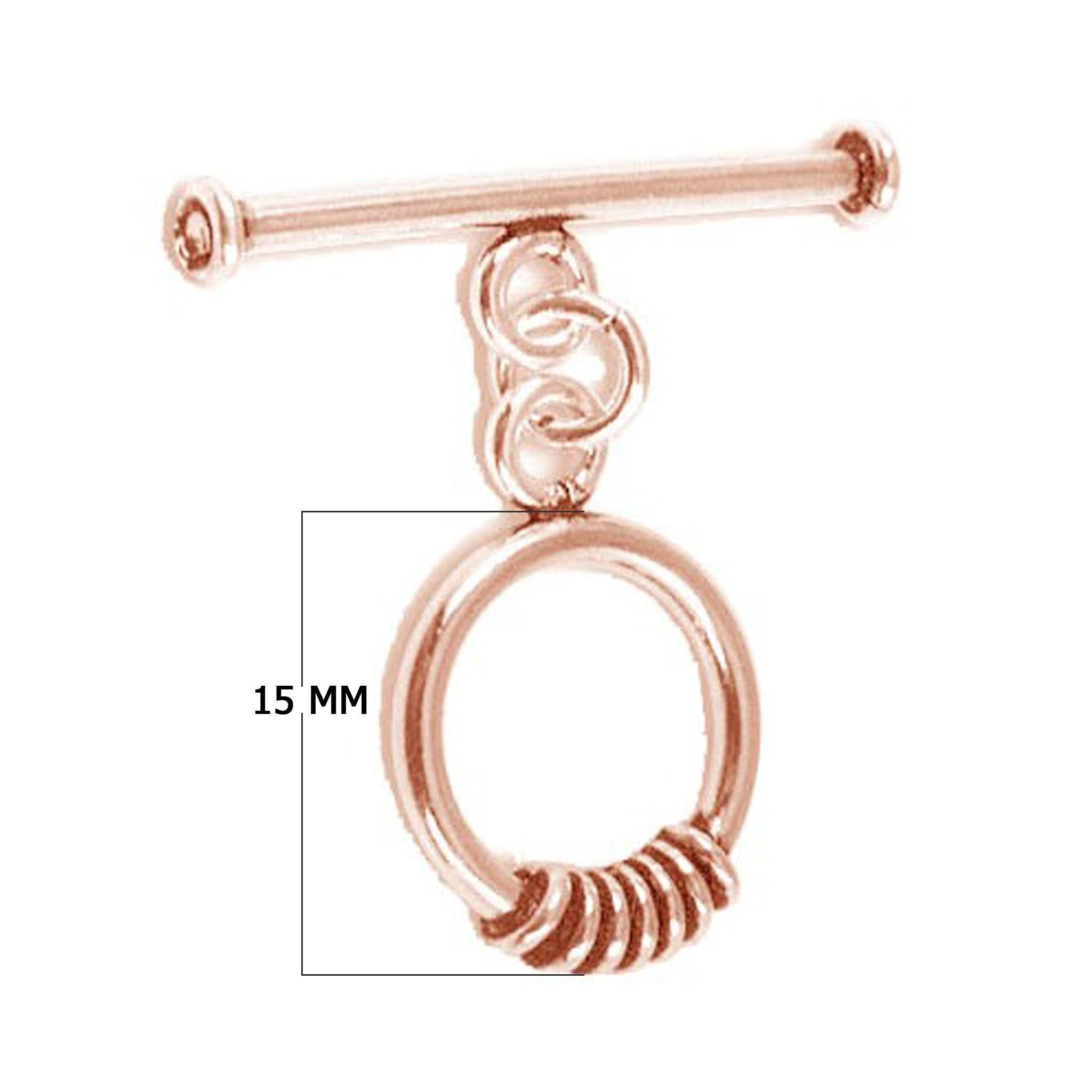 Wholesale Rose Gold Overlay Toggle Clasp handcrafted in India with spiral wrapped loop and smooth bar design