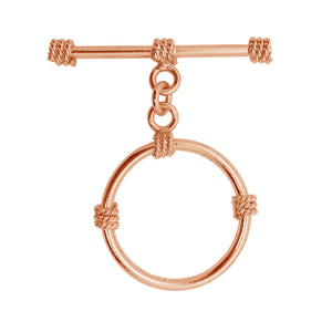 Wholesale Rose Gold Overlay Toggle Clasp handcrafted in India with round loop and rope detailing