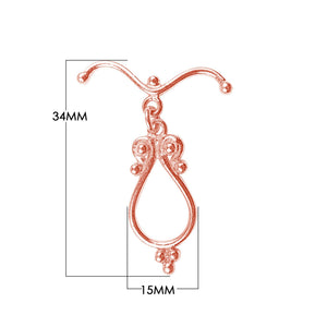 Rose Gold Overlay ornate teardrop toggle clasp for wholesale jewelry findings.