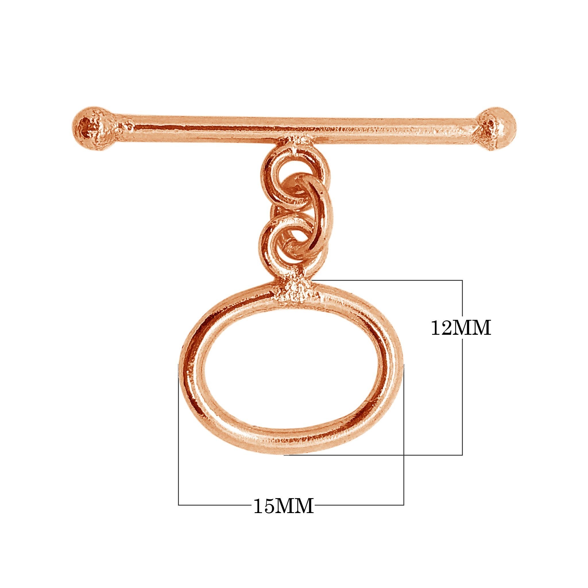Rose Gold Overlay toggle clasp with oval loop and polished bar for wholesale jewelry supply.