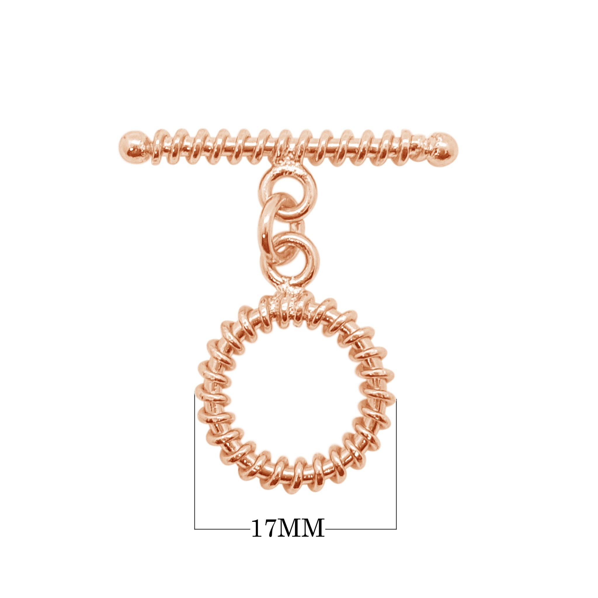 Rose Gold Overlay toggle clasp with textured circular loop and detailed bar for wholesale jewelry supply.