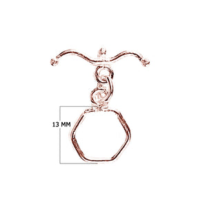 Rose Gold Overlay hexagon toggle clasp with polished finish for wholesale jewelry findings.
