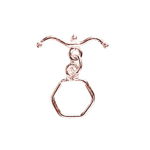 Rose Gold Overlay hexagon toggle clasp with polished finish for wholesale jewelry findings.